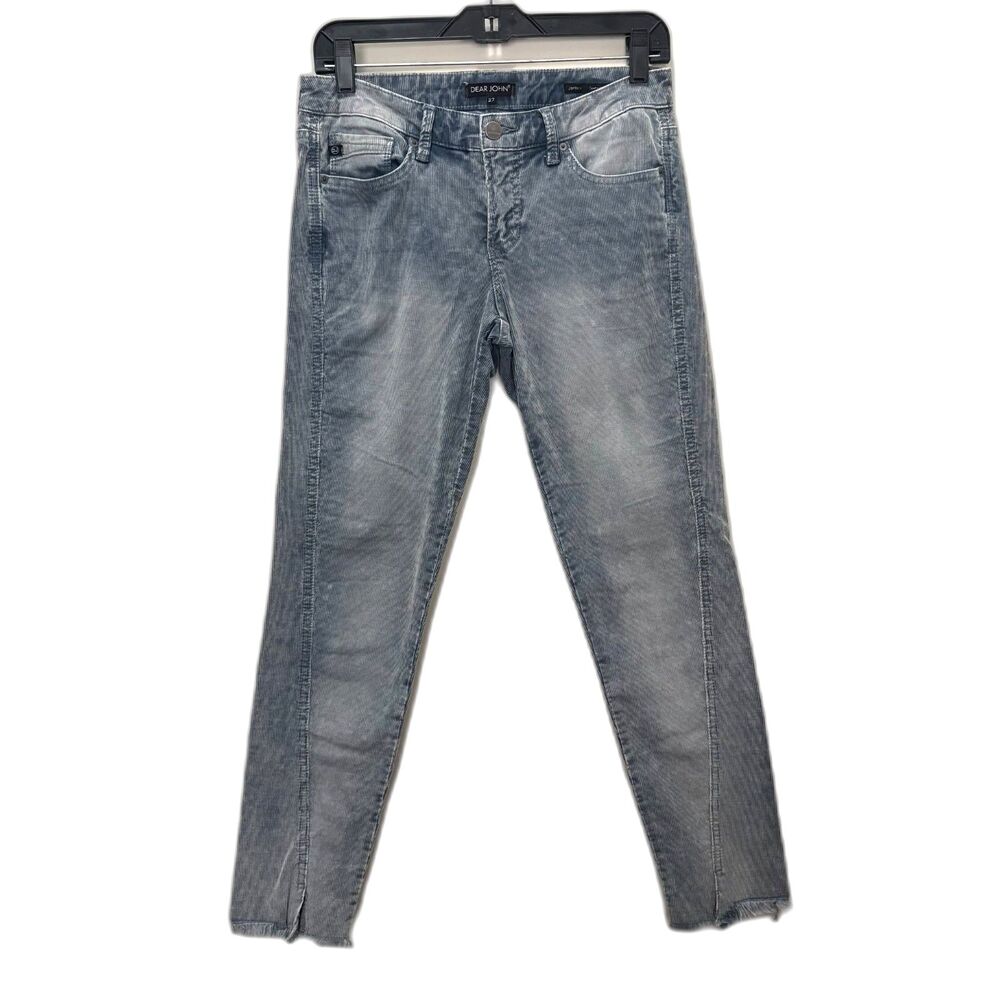Dear John Joyrich Comfort Skinny Pants Corduroy Gray Grunge Fray Hem Size 27